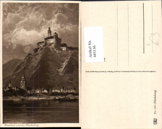 443136,Künstler AK Braubauch Teilansicht m. Marksburg Burg