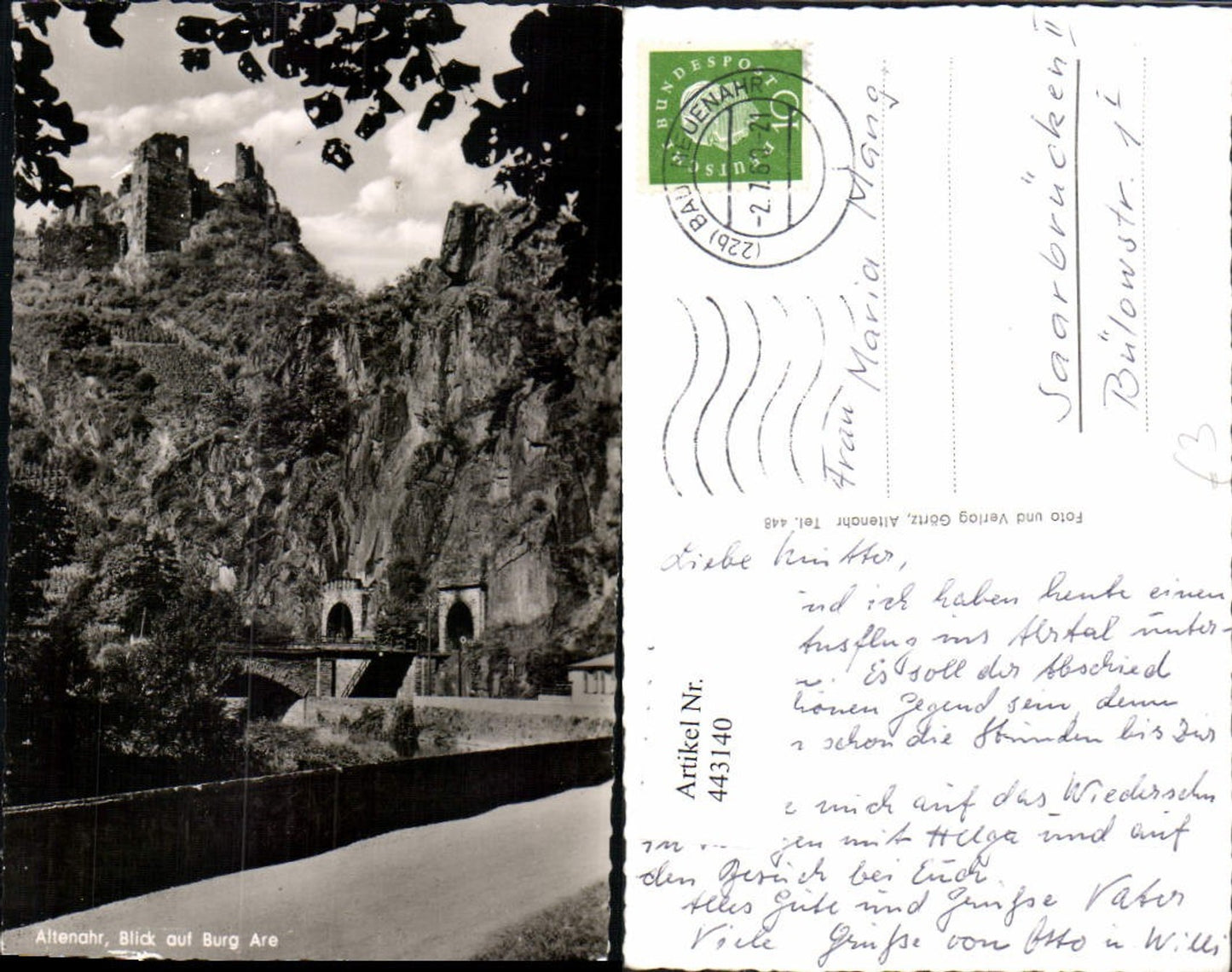 443140,Altenahr Blick auf Burg Are Ruine Tunneln