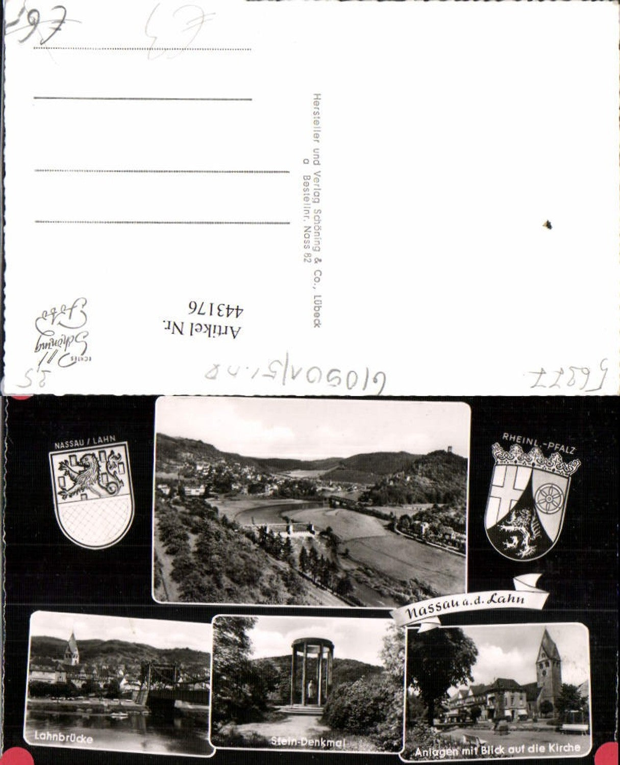 443176,Nassau an d. Lahn Totale Brücke Kirche Stein-Denkmal Mehrbildkarte