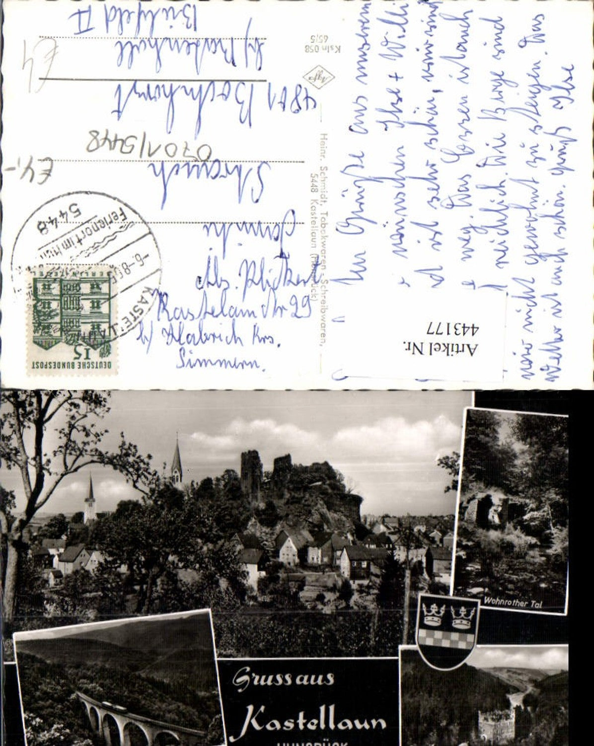 443177,Gruß aus Kastellaun Totale Ruine Balduinseck Brücke Mehrbildkarte