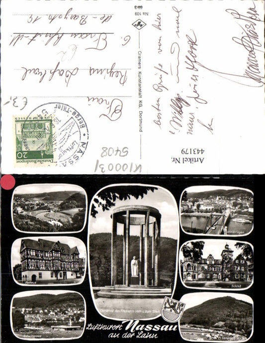 443179,Nassau an d. Lahn Totale Brücke Schloss Rathaus Denkmal Mehrbildkarte