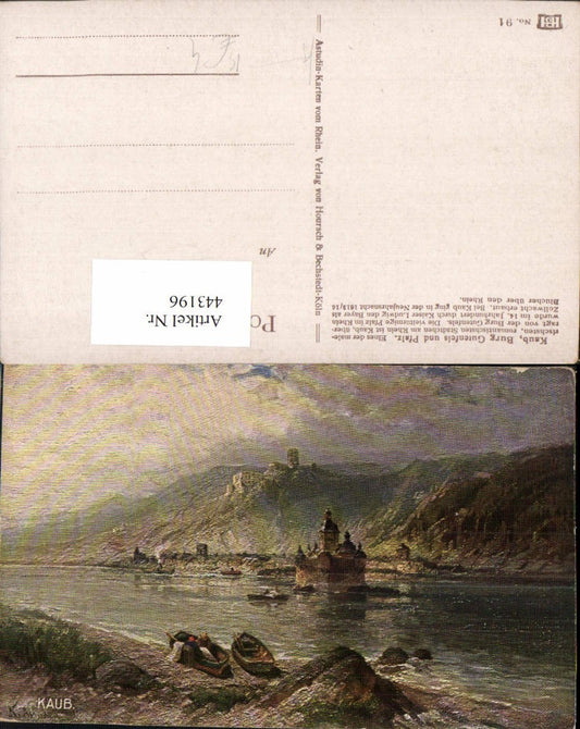443196,Künstler AK Astudin Kaub Burg Gutenfels Pfalz