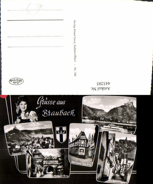 443205,Braubach am Rhein Totale Burg Weinhaus Gasse Mehrbildkarte