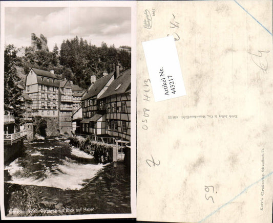 443217,Monschau in d. Eifel Rurpartie m. Blick auf Haller Ruine