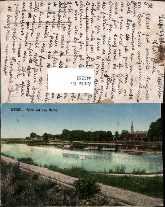443283,Wesel Blick auf den Hafen Boote