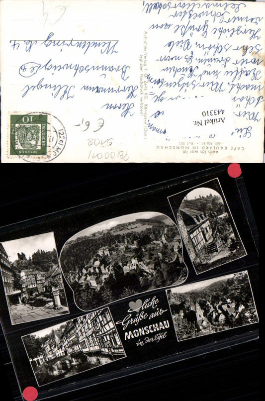 443310,Monschau in d. Eifel Totale Fluss Mehrbildkarte