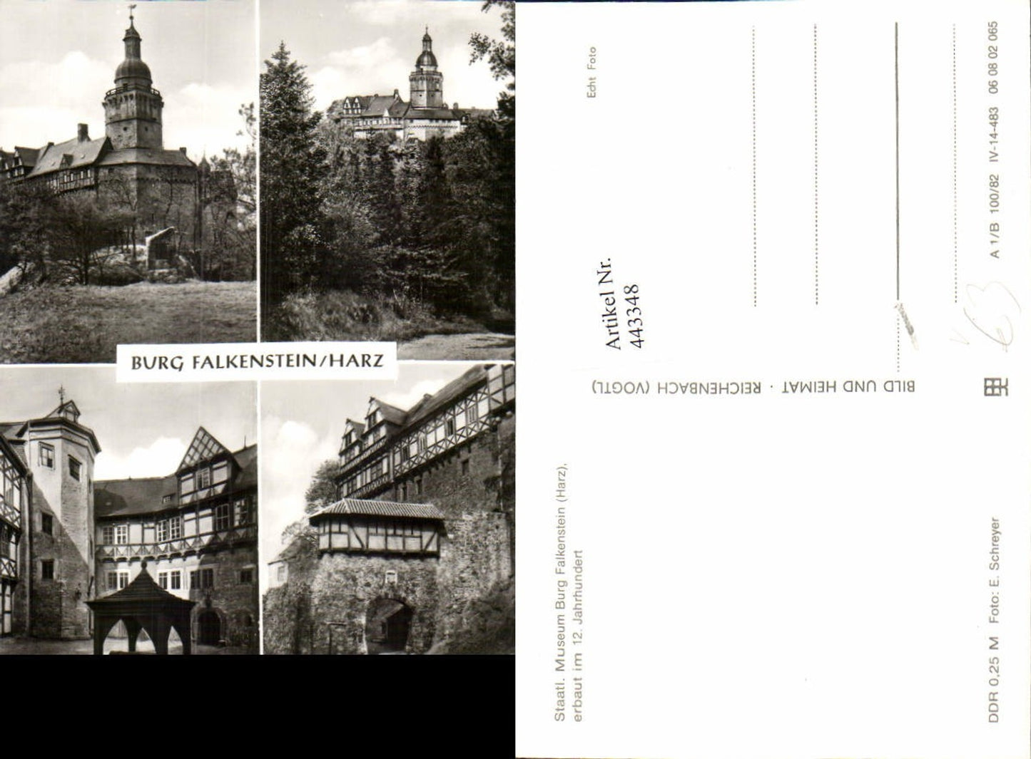 443348,Burg Falkenstein im Harz Hof Brunnen Mehrbildkarte pub VEB