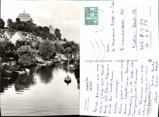443353,Havelberg Blick zum Dom Fluss Boote pub VEB