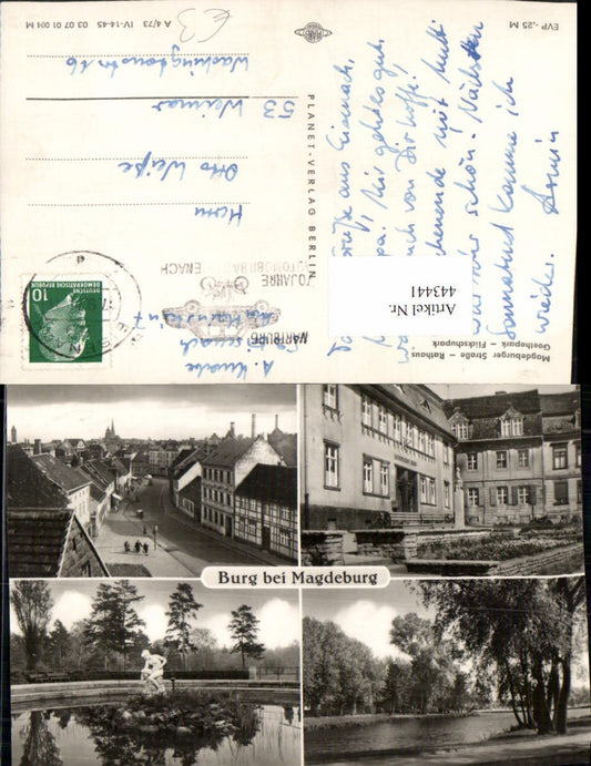 443441,Burg b. Magdeburg Teilansicht Rathaus Goethepark Mehrbildkarte