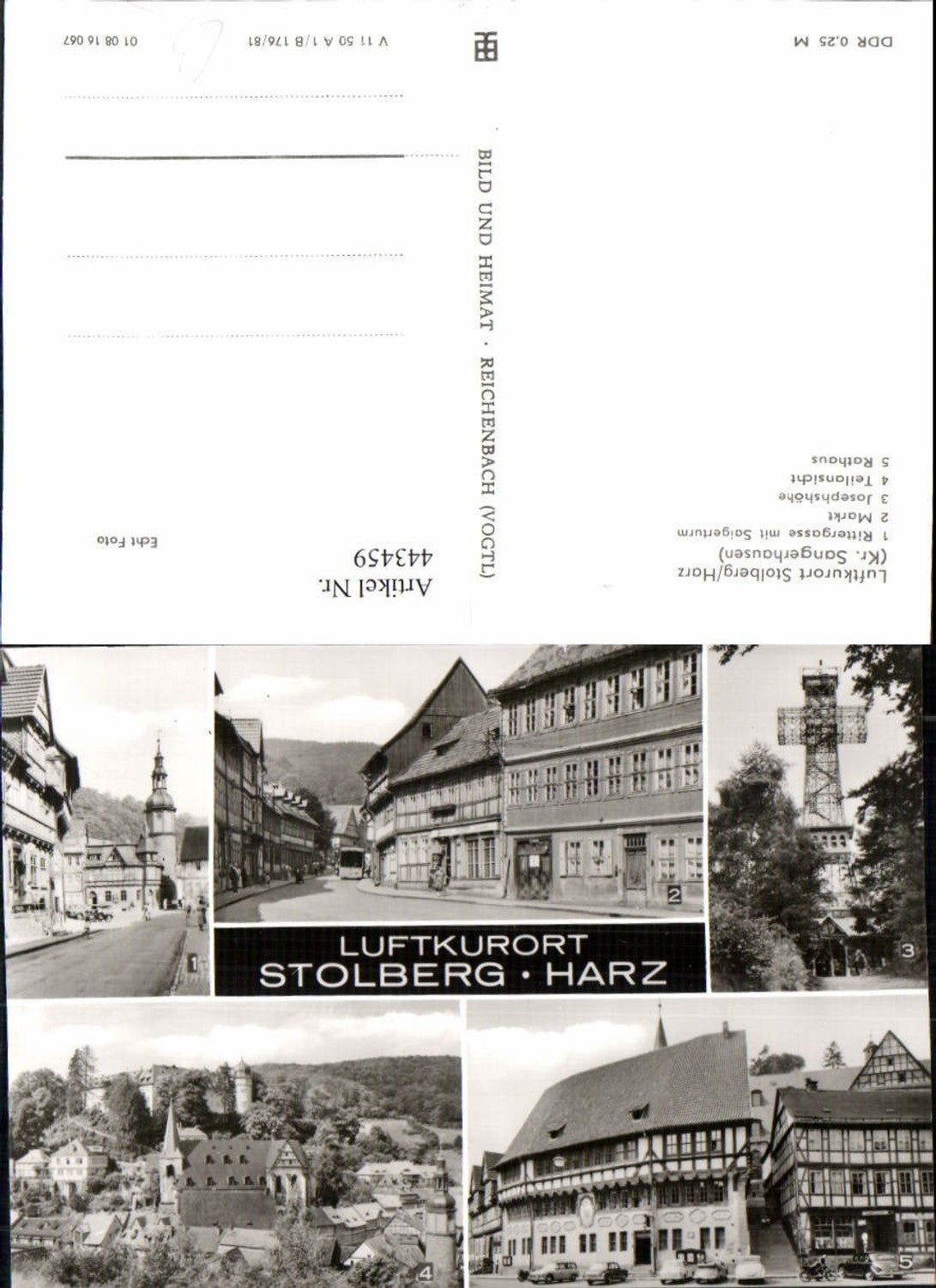 443459,Stolberg im Harz Teilansicht Rathaus Markt Mehrbildkarte pub VEB