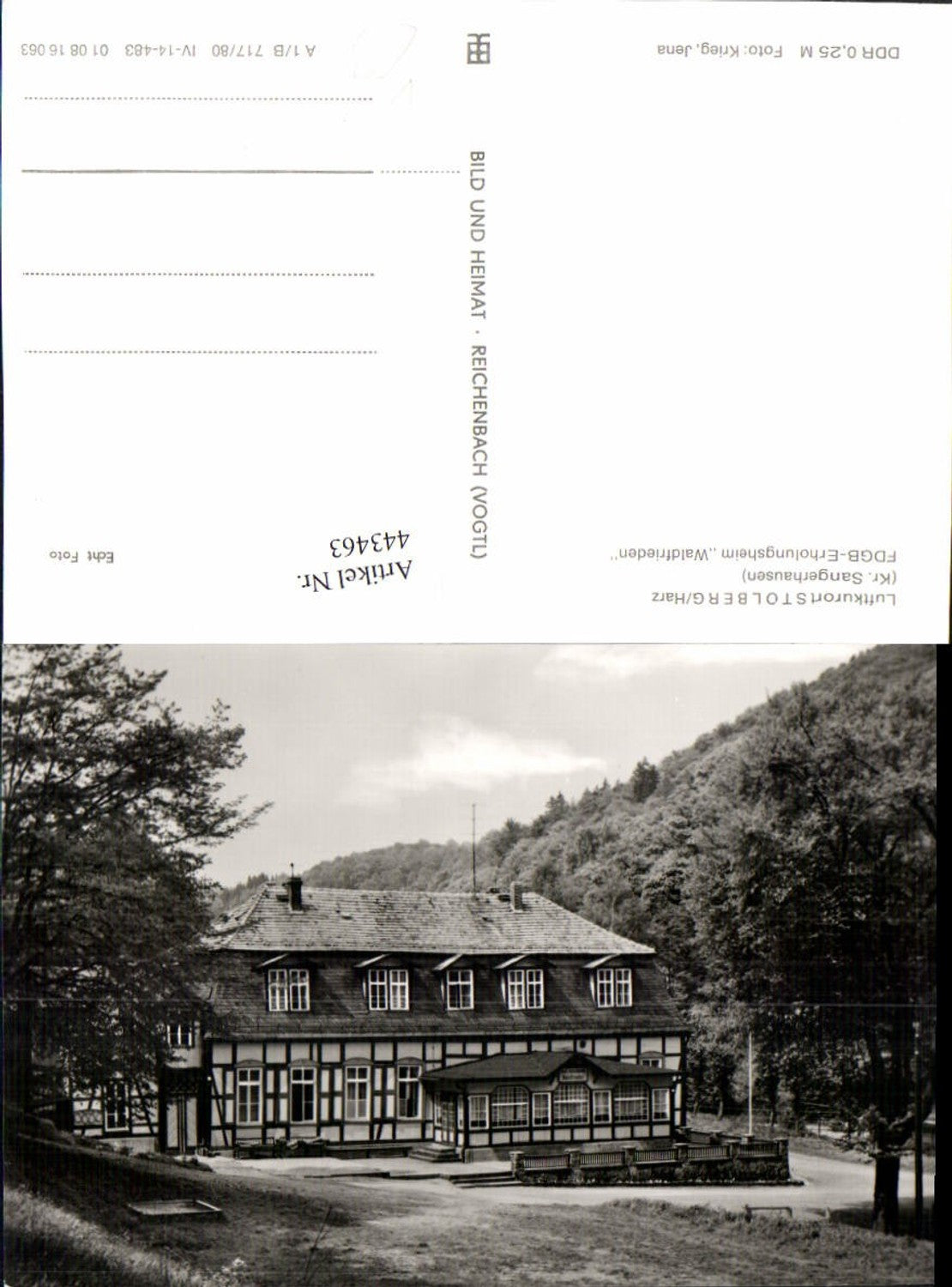 443463,Stolberg im Harz Erholungsheim Waldfrieden pub VEB