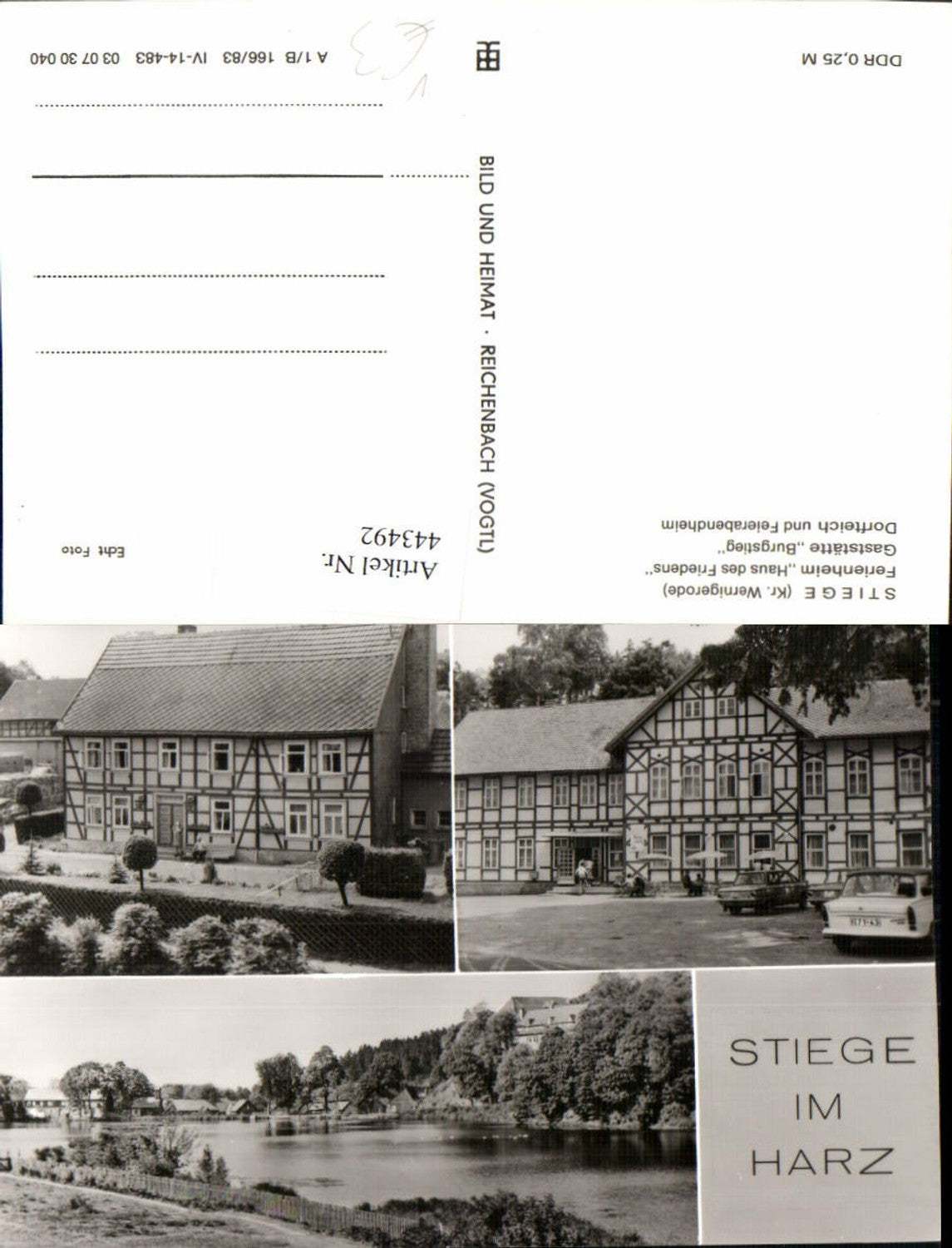 443492,Stiege im Harz Ferienheim Gaststätte Burgstieg Mehrbildkarte pub VEB