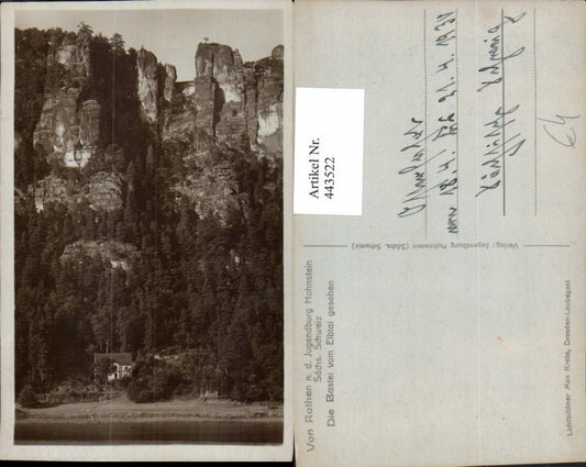 443522,Sächsische Schweiz Rathen Bastei vom Elbtal