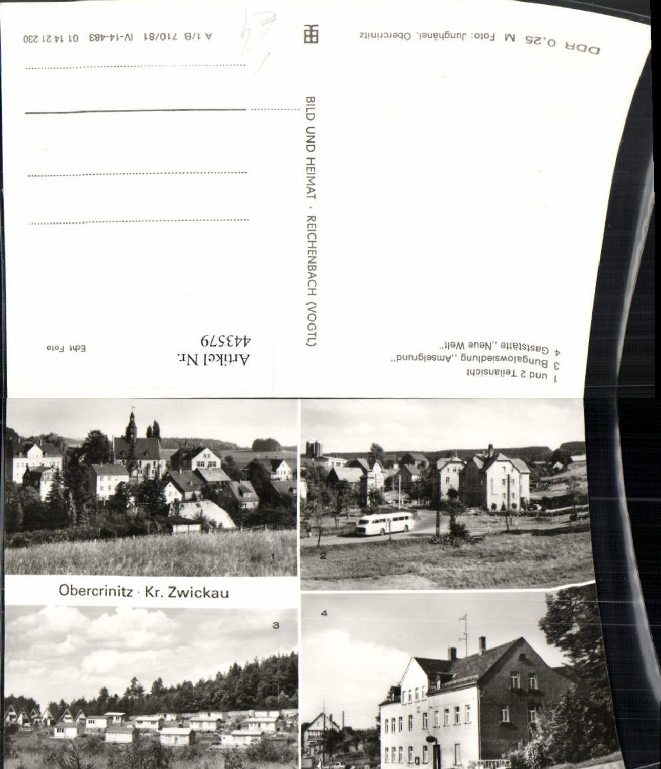 443579,Obercrinitz Teilansicht Bungalows Gaststätte Mehrbildkarte pub VEB