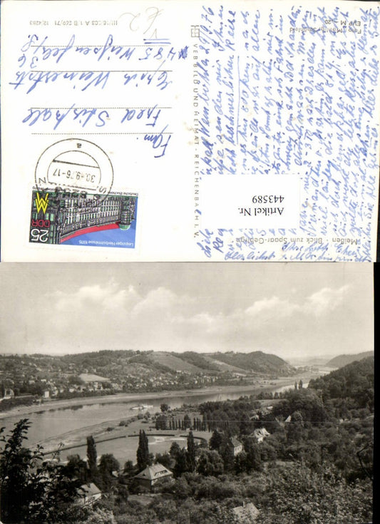 443589,Meißen Blick zum Spaar-Gebirge Fluss pub VEB
