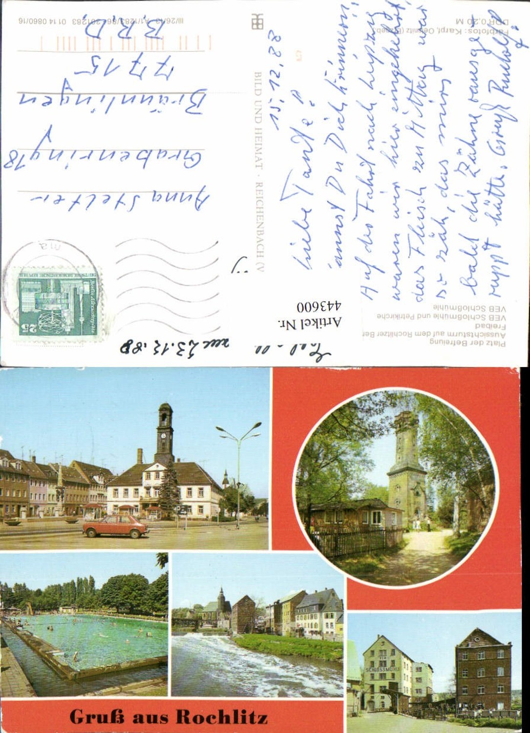 443600,Rochlitz Rathaus Freibad Aussichtsturm Mühle Mehrbildkarte pub VEB