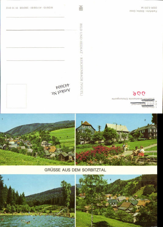 443604,Sorbitztal Döschnitz Wittgendorf Rohrbach Totale Mehrbildkarte pub VEB
