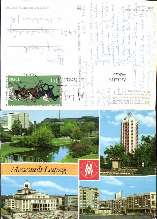 443625,Leipzig Schwanenteich Bahnhof Opernhaus Hochhaus Mehrbildkarte pub VEB