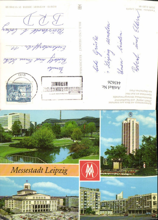 443626,Leipzig Schwanenteich Bahnhof Opernhaus Hochhaus Mehrbildkarte pub VEB
