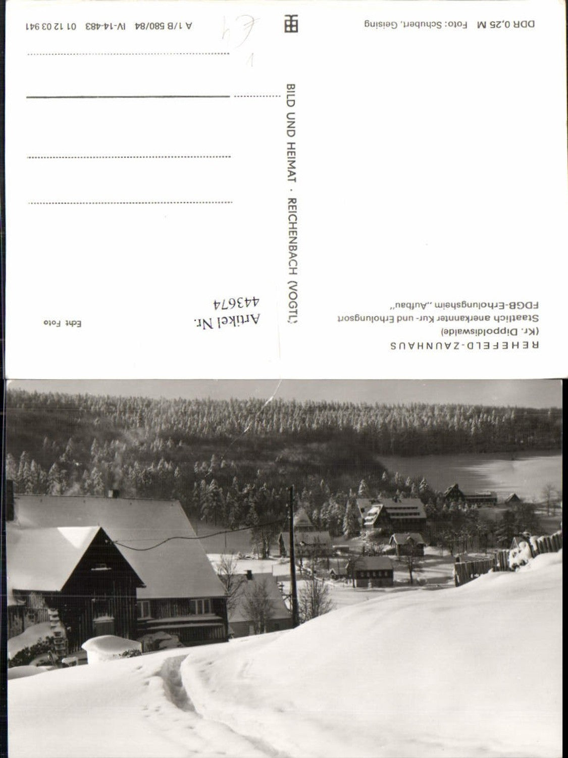 443674,Rehefeld-Zaunhaus Erholungsheim Aufbau Winterbild pub VEB