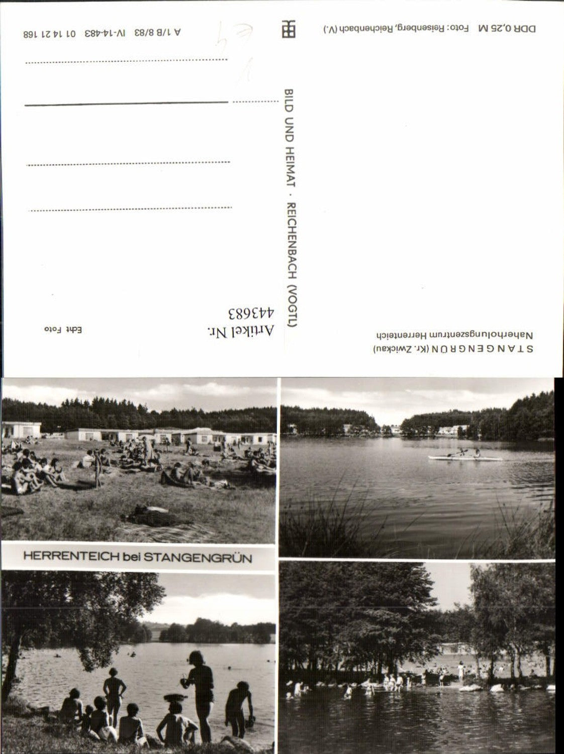 443683,Stangengrün Herrenteich See Badestrand Mehrbildkarte pub VEB