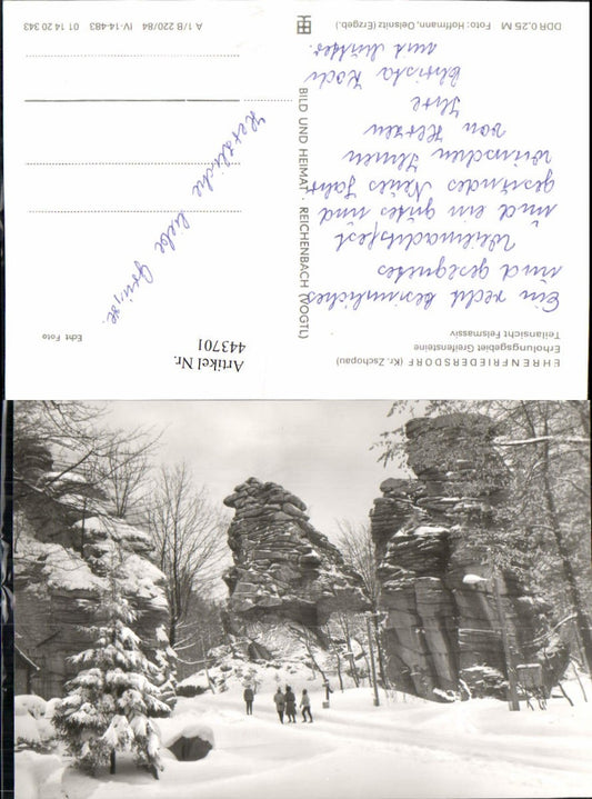 443701,Ehrenfriedersdorf Greifensteine Felsmassiv Winterbild pub VEB