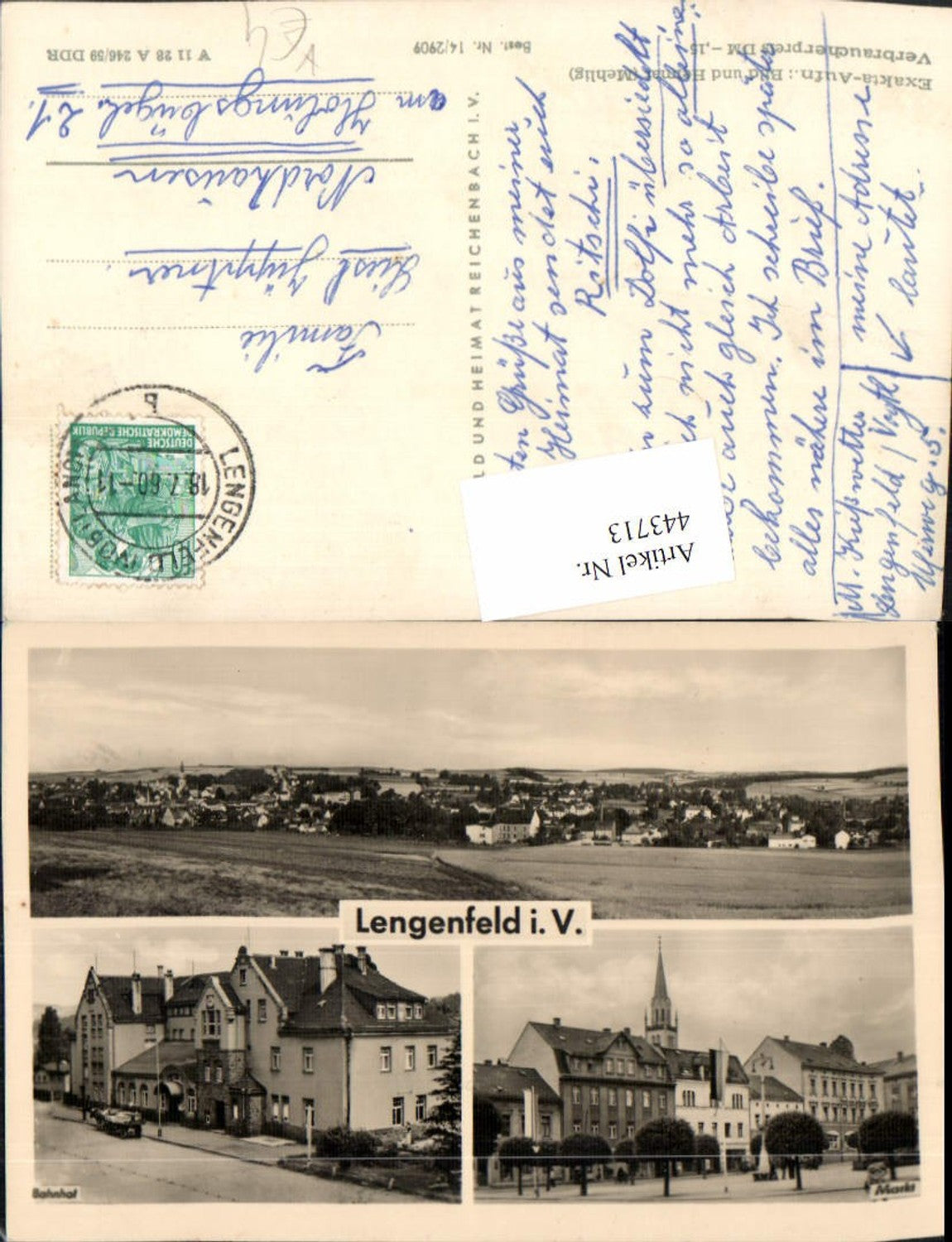 443713,Lengenfeld im Vogtland Totale Rathaus Mehrbildkarte pub VEB
