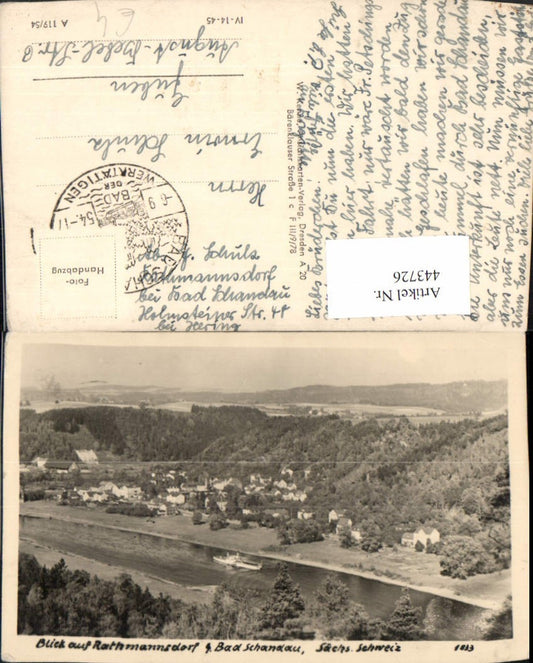 443726,Sächsische Schweiz Blick auf Rathmannsdorf u. Bad Schandau Totale