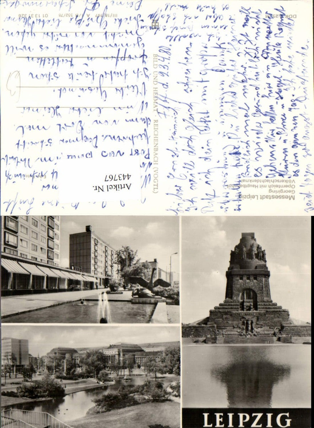 443767,Leipzig Georgiring Bahnhof Völkerschlachtdenkmal Mehrbildkarte pub VEB