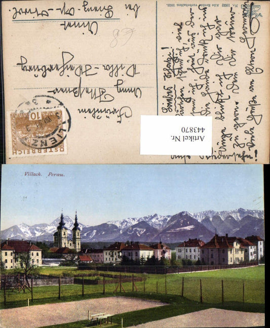443870,Villach Perau Teilansicht Kirche Bergkulisse