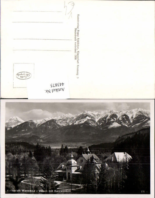 443875,Villach Warmbad Kuranstalt m. Karawanken Bergkulisse pub Franz Schilcher 176