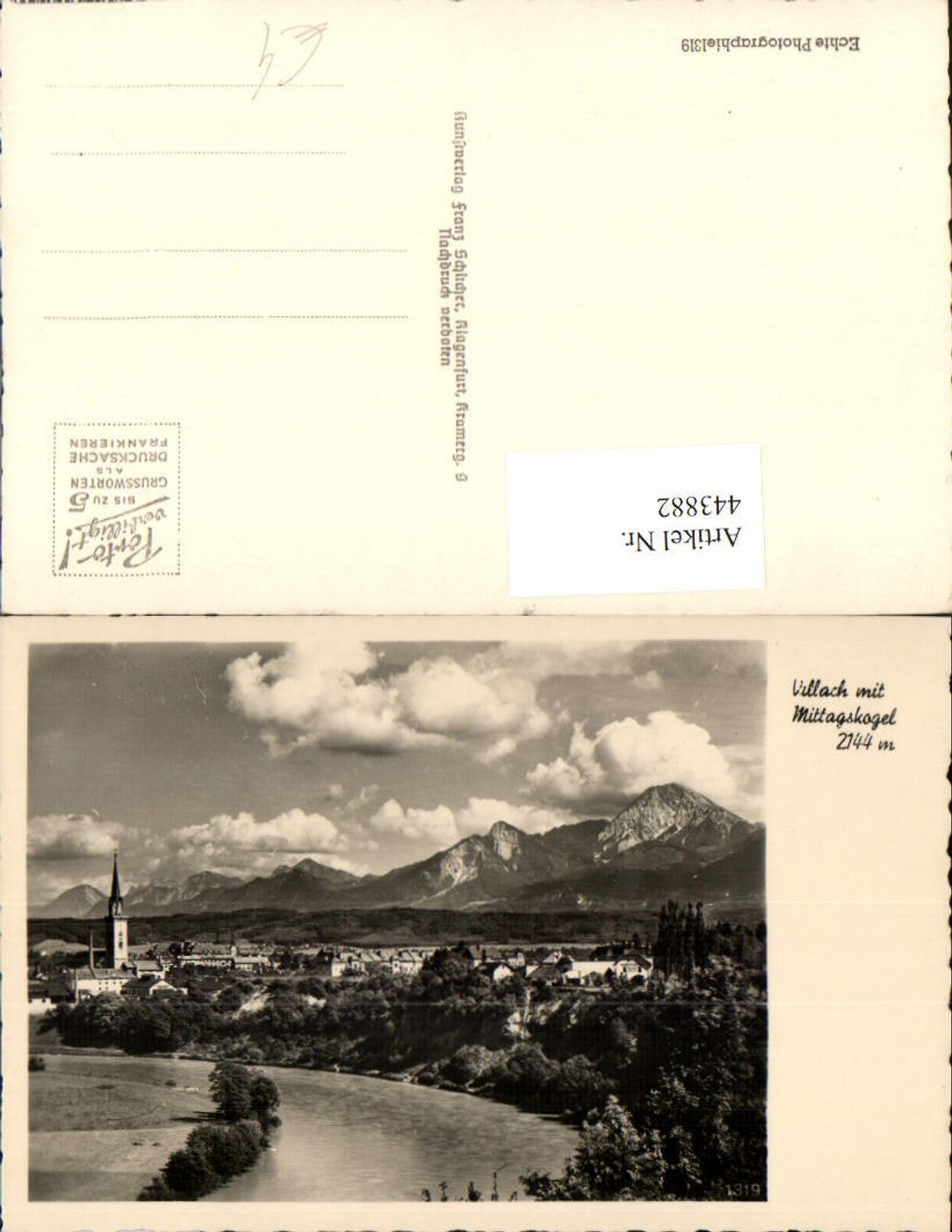 443882,Villach Teilansicht m. Mittagskogel Bergkulisse pub Franz Schilcher 1319