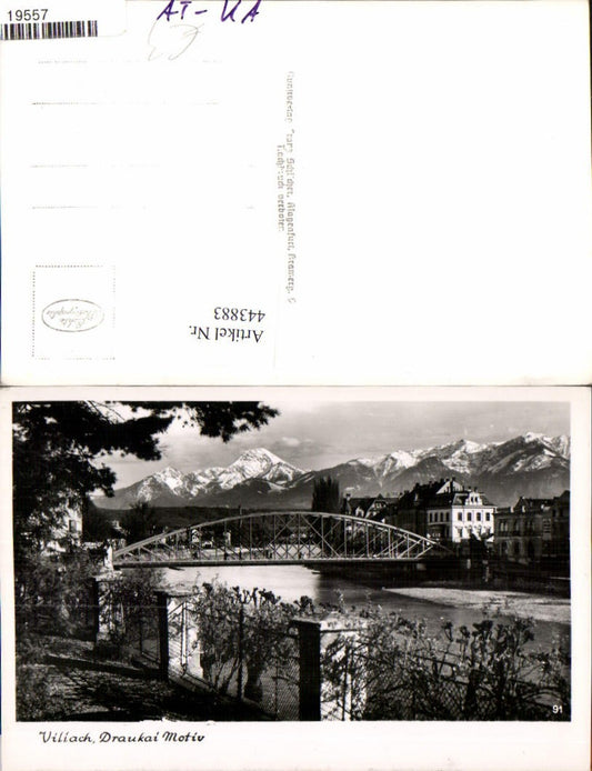 443883,Villach Draukai Fluss Brücke Bergkulisse pub Franz Schilcher 91