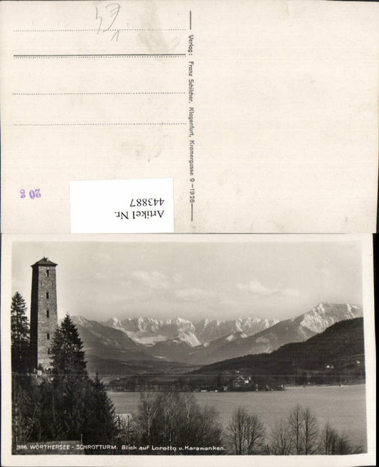 443887,Klagenfurt am Wörthersee See Schrotturm Turm Bergkulisse pub Franz Schilcher 986