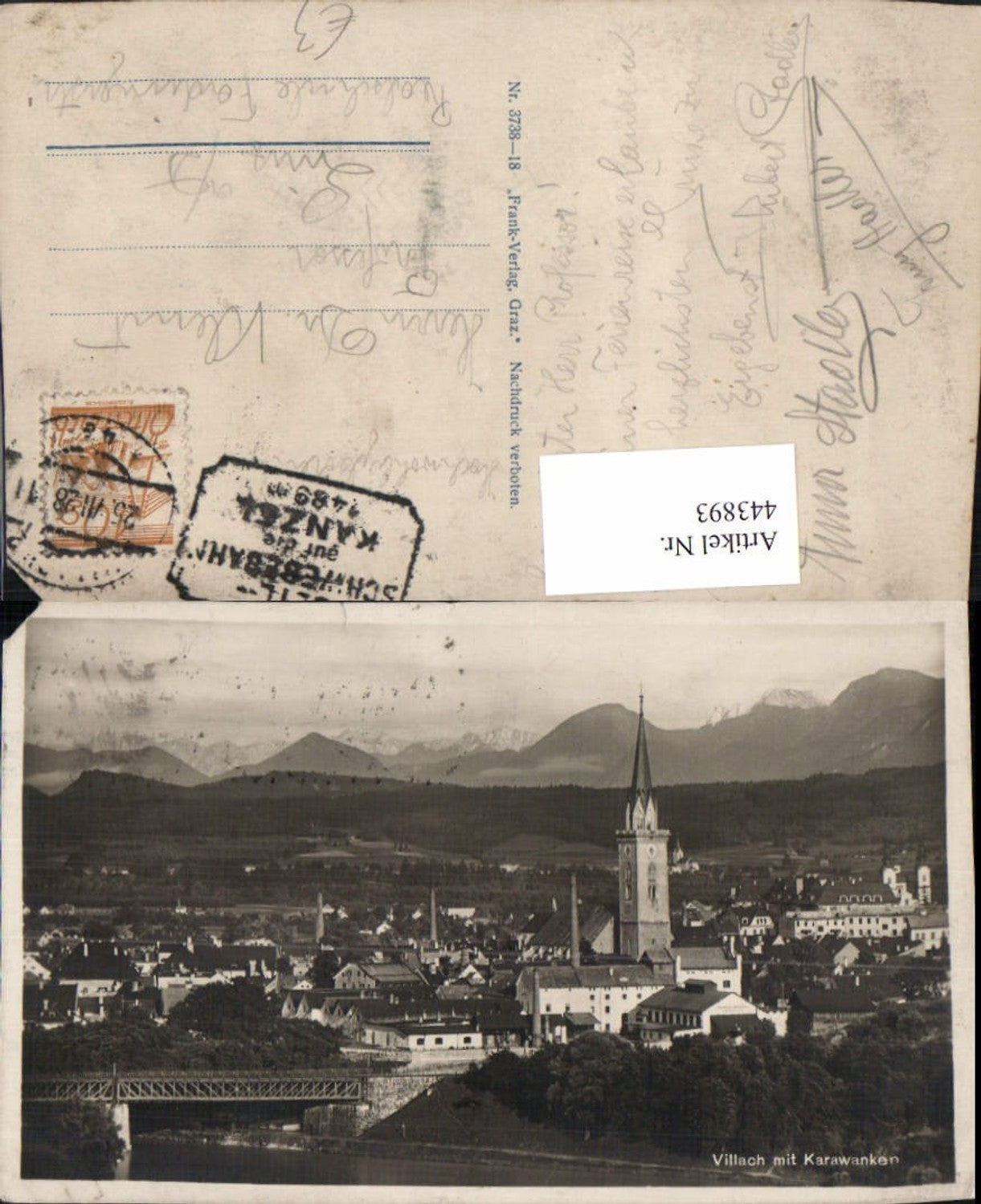 443893,Villach Teilansicht m. Karawanken Bergkulisse