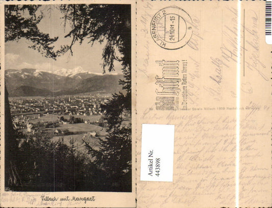 443898,Villach Totale m. Mangart Bergkulisse Feldpost Wolfsberg Jägerkaserne