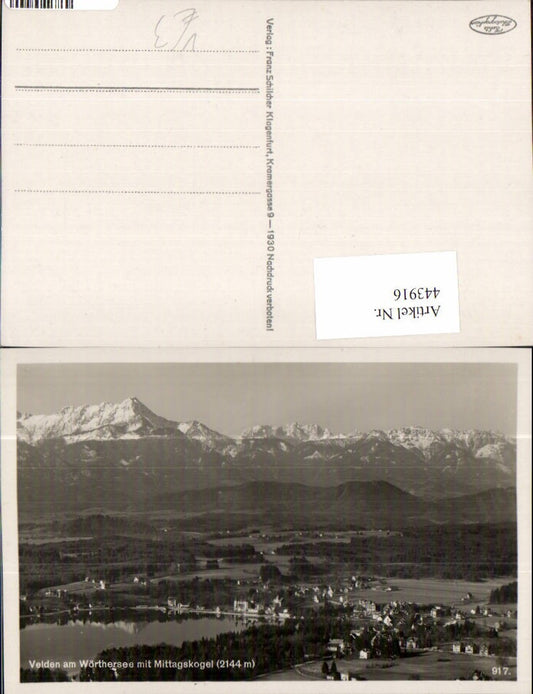 443916,Velden am Wörthersee Totale m. Mittagskogel Bergkulisse pub Franz Schilcher 917