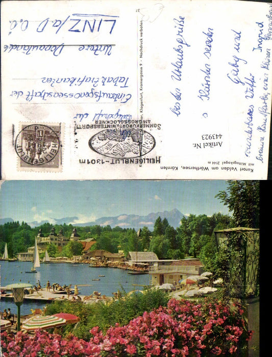 443923,Velden am Wörthersee Strandbad m. Mittagskogel Bergkulisse