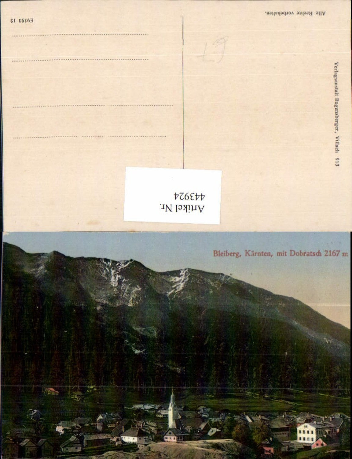 443924,Bad Bleiberg Totale m. Dobratsch Bergkulisse