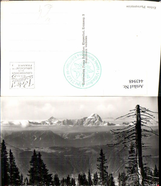 443948,Blick von d. Villacheralpe b. Bad Bleiberg auf Mangart Bergkulisse pub Franz Schilcher 1477