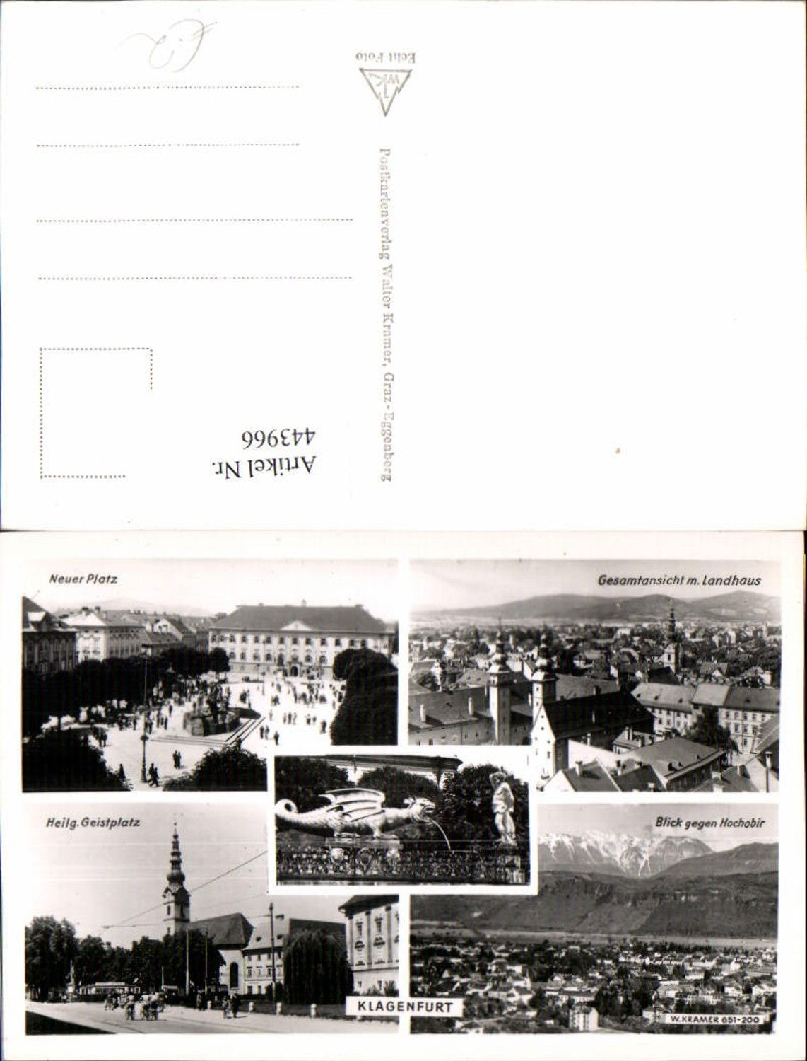 443966,Klagenfurt Totale Platz Landhaus Lindwurm Mehrbildkarte