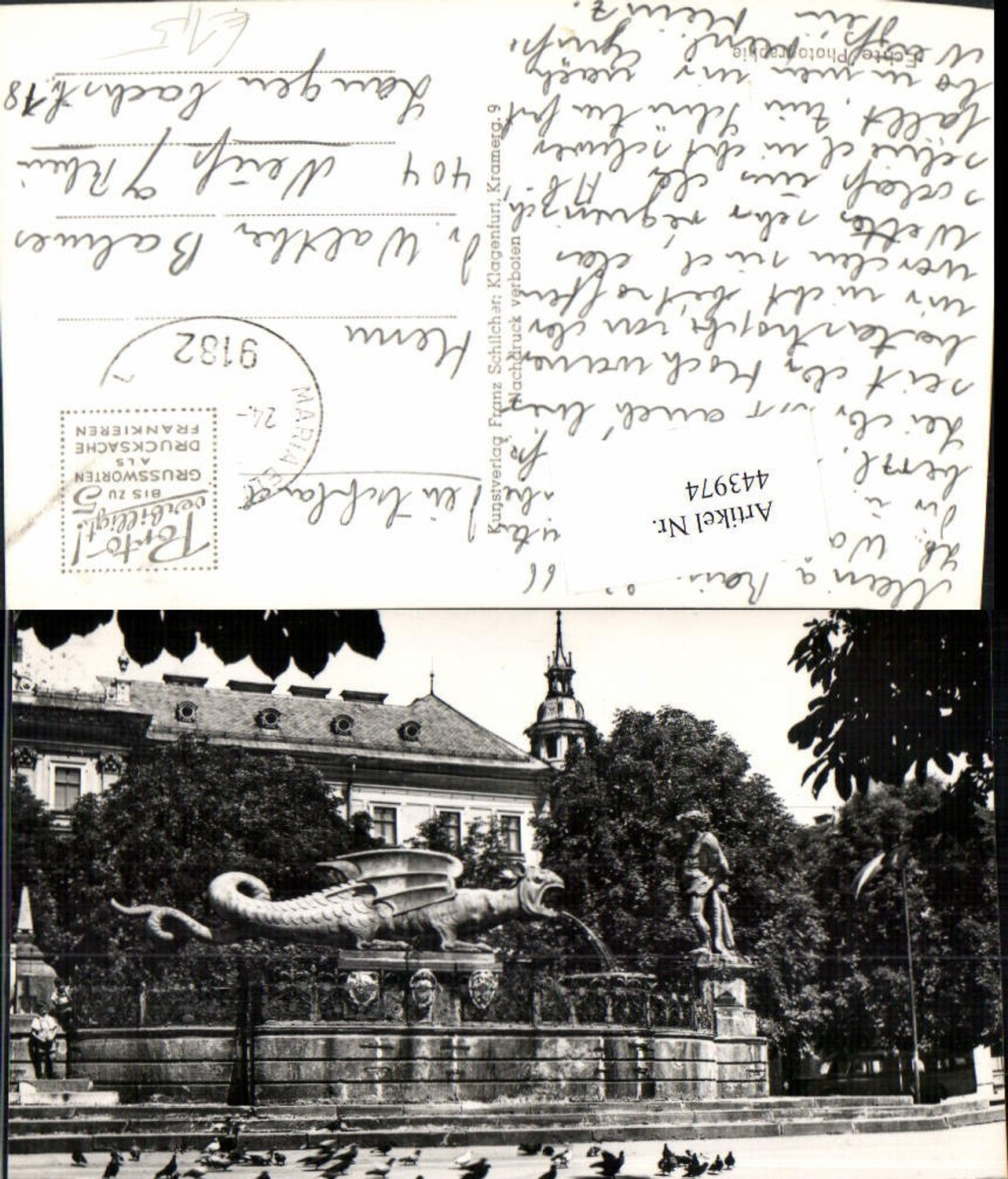 443974,Klagenfurt Lindwurm Brunnen am Neuen Platz pub Franz Schilcher 1168