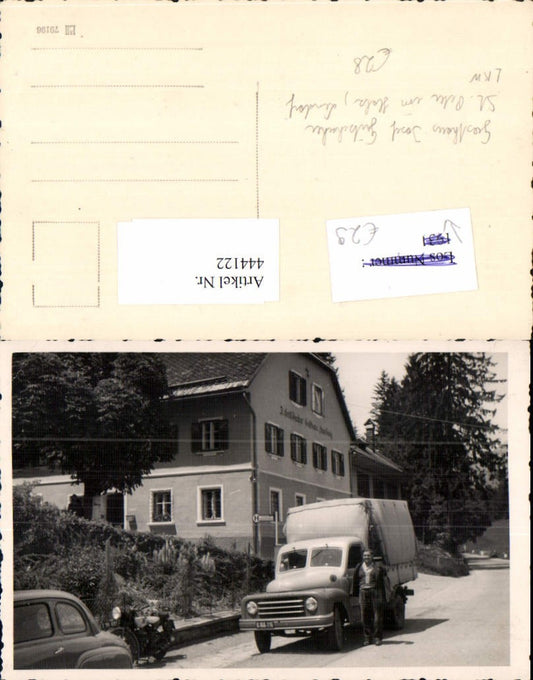 444122,Foto AK Lendorf St. Peter im Holz Gasthaus Josef Gütschacher Lieferwagen