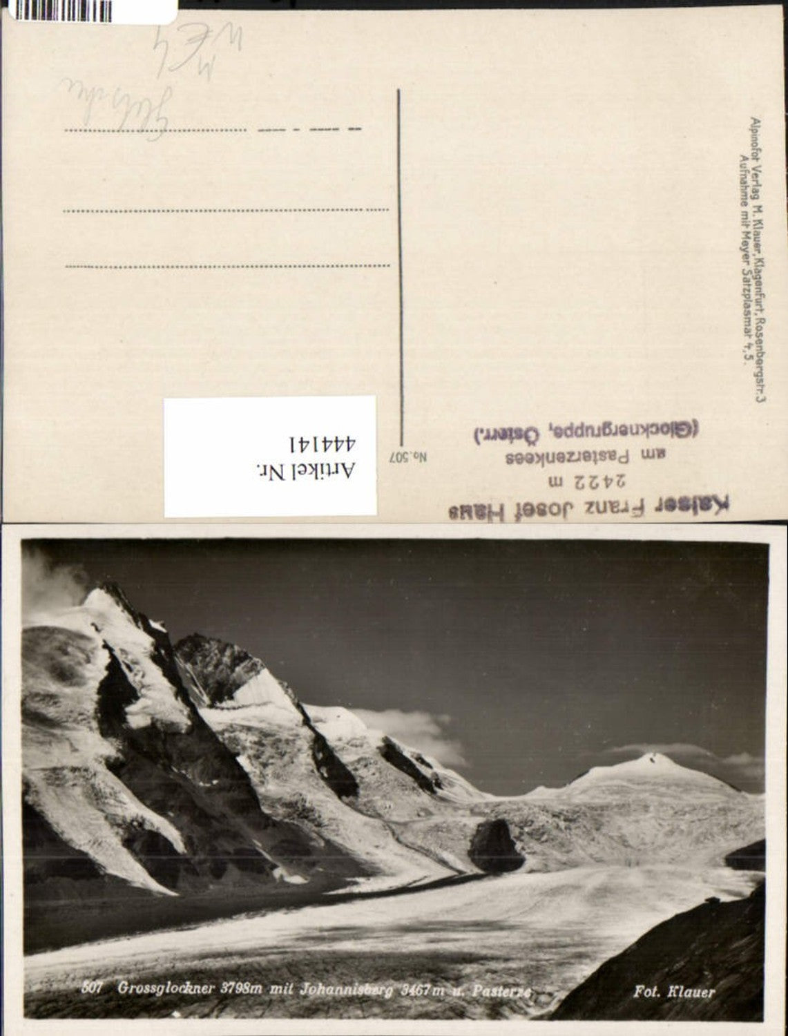 444141,Großglockner Pasterze Gletscher b. Heiligenblut m. Johannisberg Bergkulisse