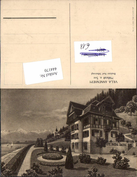 444170,Künstler AK Orell Füssli Millstatt am See Villa Annenheim Bergkulisse