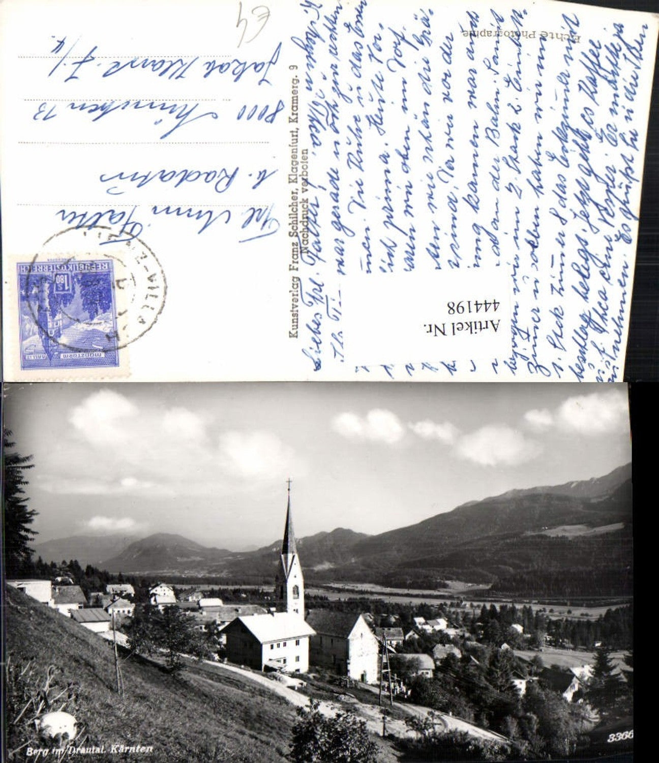 444198,Berg im Drautal Totale Kirche Bergkulisse pub Franz Schilcher 3366