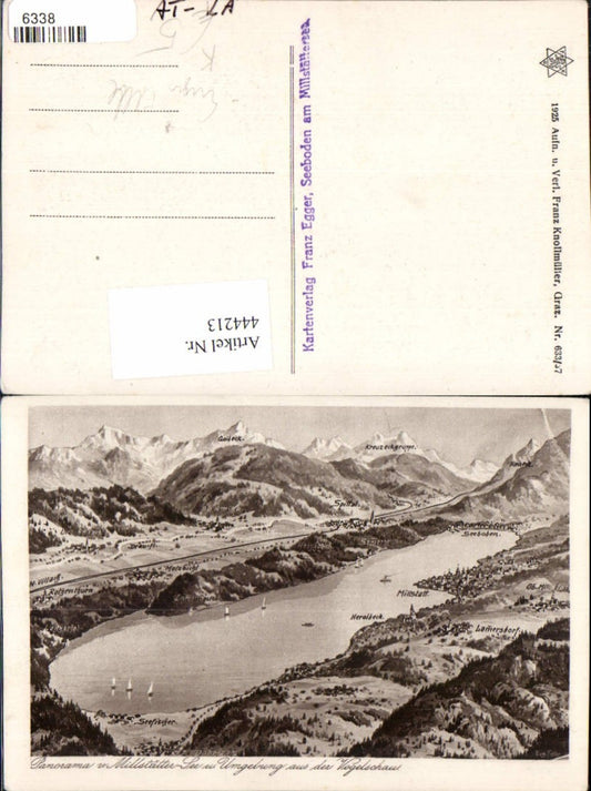 444213,Künstler AK Eugen Felle Panorama vom Millstätter-See u. Umgebung