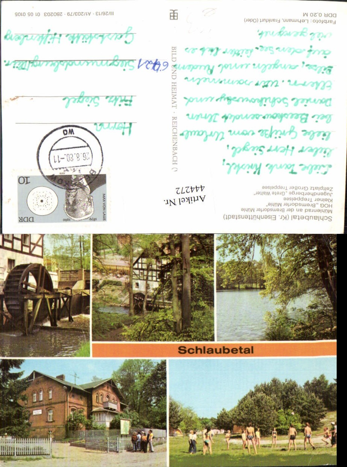 444272,Schlaubetal Mühlenrad Mühle See Jugendherberge Mehrbildkarte pub VEB