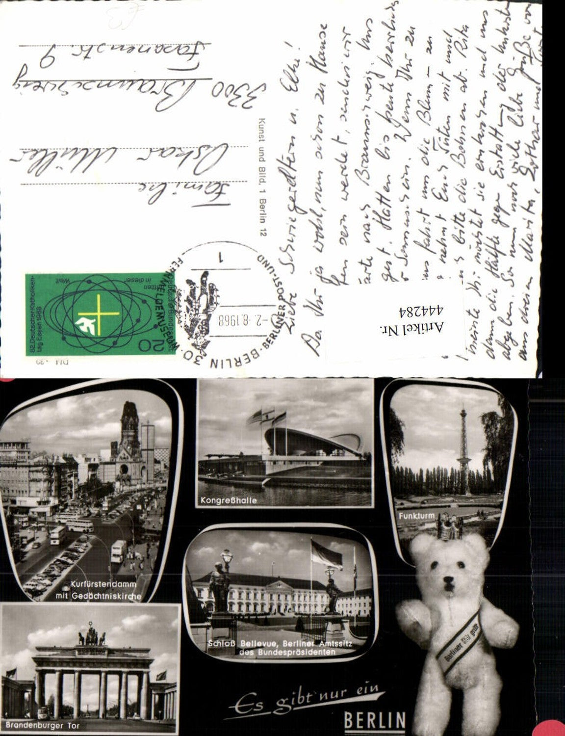 444284,Berlin Kongresshalle Schloss Bellevue Funkturm Brandenburger Tor Mehrbildkarte
