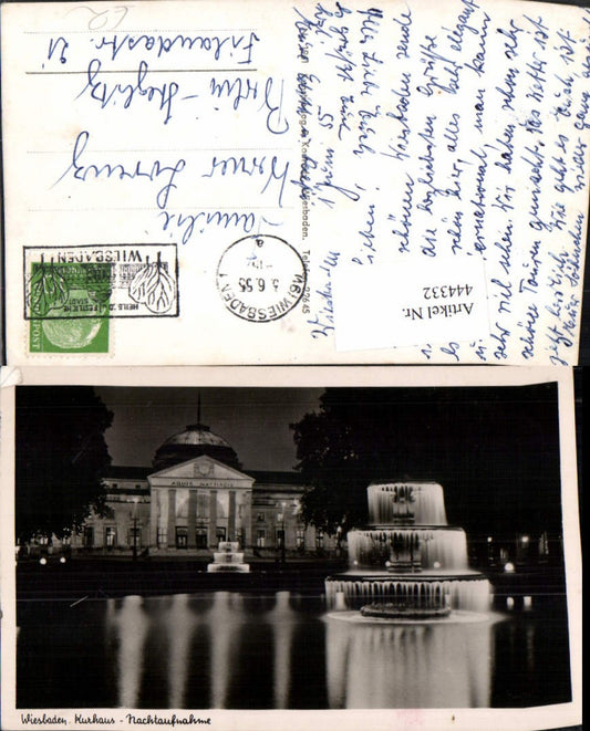 444332,Wiesbaden Kurhaus b. Nacht Brunnen